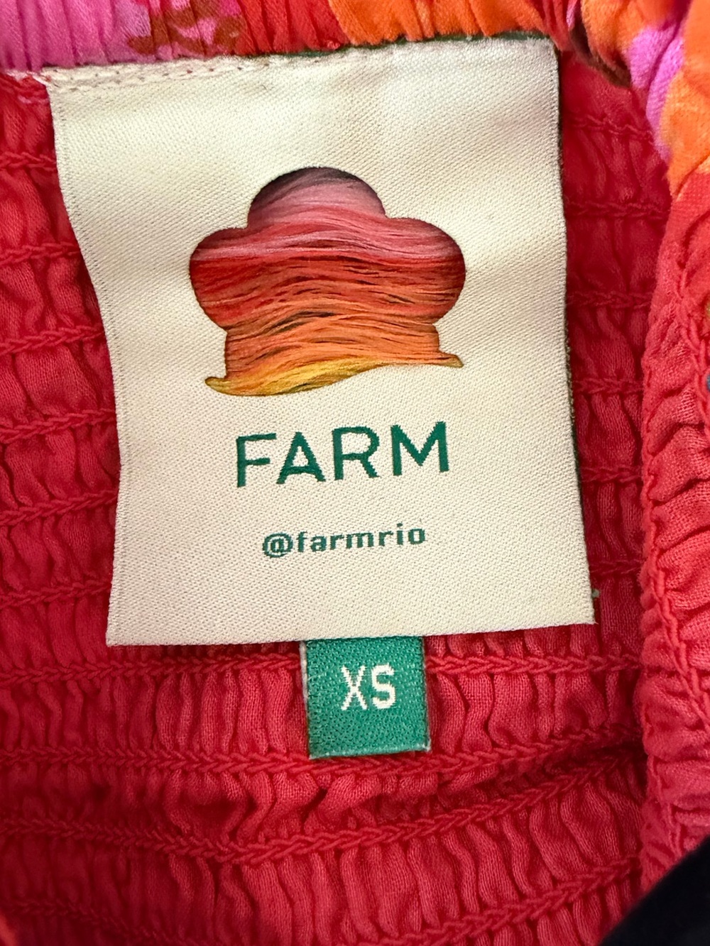 FARM Rio Red Spring Bananas Smocked Mini Dress, Size XS - Picture 11 of 11